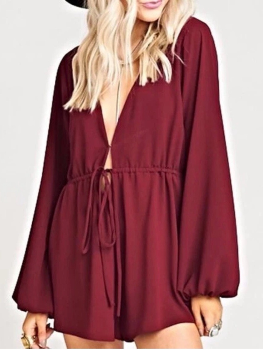 Show Me Your Mumu Sexy Low-Cut Long-Sleeve Zoe Romper- Size XL